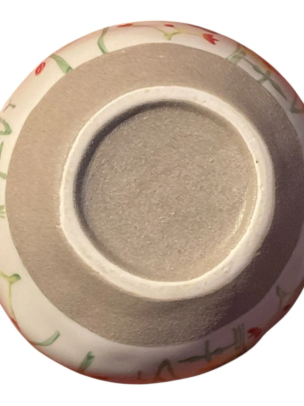 Floral Ceramic Planter with Butterfly Accent - Cream and Red